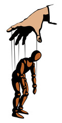 Man is a puppet. Vector drawing