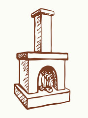 Old Russian stove. Vector drawing