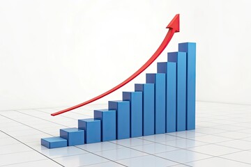 Ascending bar graph showing exponential growth success