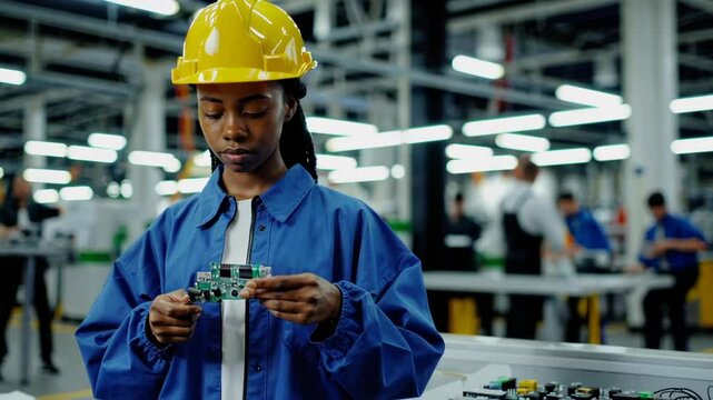 Mixed-Race Female Factory Worker Training