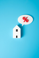 House and interest. Mortgage. Increased cost of credit. Rising cost of mortgage loans, increasing interest rates, and the burden of housing credit for buyers.