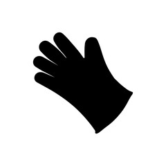 Illustration of a black glove with fingers spread and palm facing to the side on white background