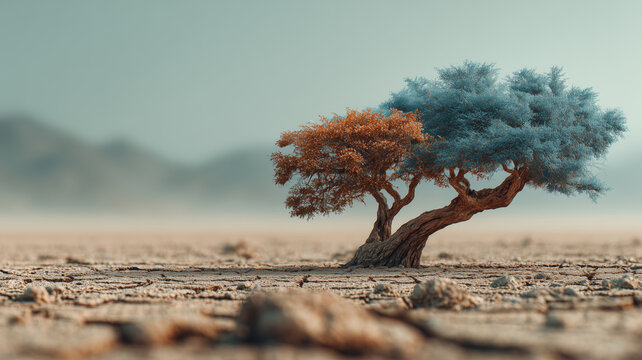 Unique trees thrive in cracked soil under a vast sky on World Environment Day
