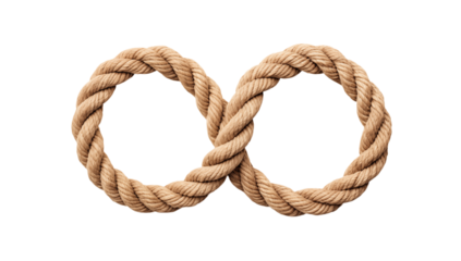 Intertwined Rope Circles: Infinity Symbol, Nautical Theme on transparent background png