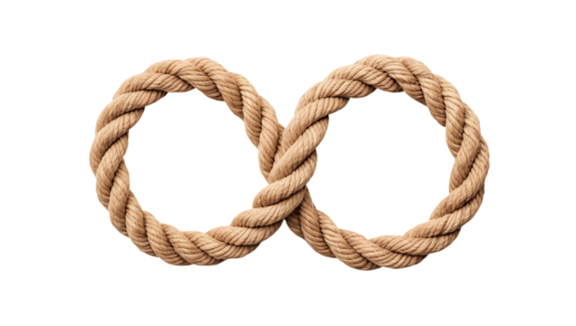 Intertwined Rope Circles: Infinity Symbol, Nautical Theme on transparent background png