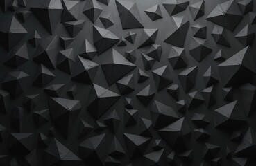 Naklejka premium 3d illustration dark polygonal abstract background. Black triangles geometric shapes create futuristic design. Grunge surfaces with a textured appearance in technology concept.