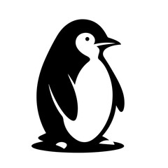 Obraz premium Penguin Silhouette—Black Vector Birds on White Background
