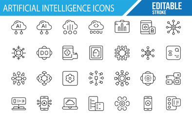 Editable Artificial Intelligence Icons for Tech and Digital Projects
