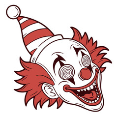 Obraz premium Terrifying Evil Clown with Spiral Eyes and Sharp Teeth