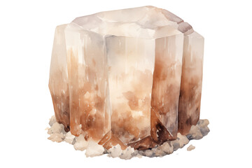 Stunning Watercolor Crystal:  A Textured Mineral Gem on transparent background png