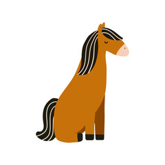 Horse, flat style, in delicate colors. suitable for cards, patterns, banners, stickers. Vector
