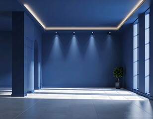Empty modern blue room