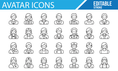 Set of Minimalist Profession Avatar Icons for Digital Use