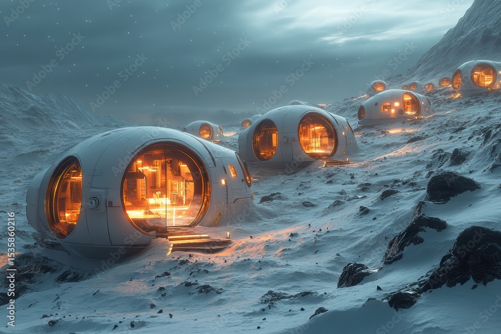 Poster exploration of modular habitats on a frozen planet for future space colonization