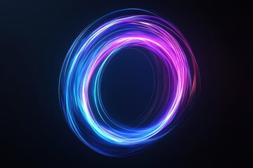 Naklejka premium Digital blue and purple tech circle on dark background creating a futuristic vibe