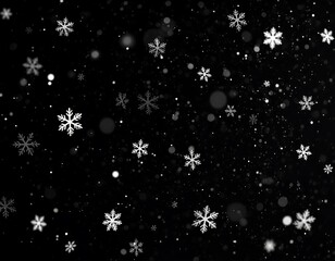 Snowflakes falling on black background (1)
