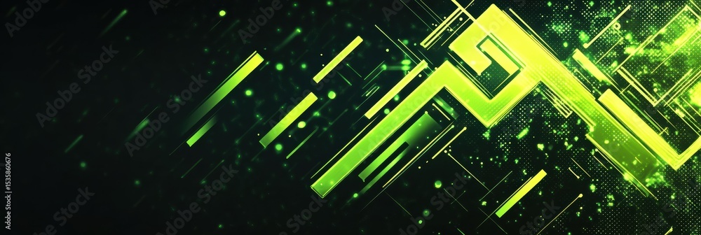 Poster modern abstract graphic layout featuring dynamic green lines and patterns for advertising purposes