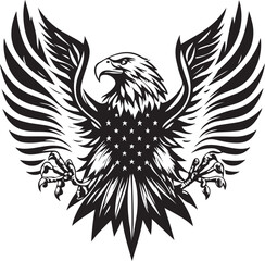 Obraz premium Black and White Eagle with Stars and Stripes Vector