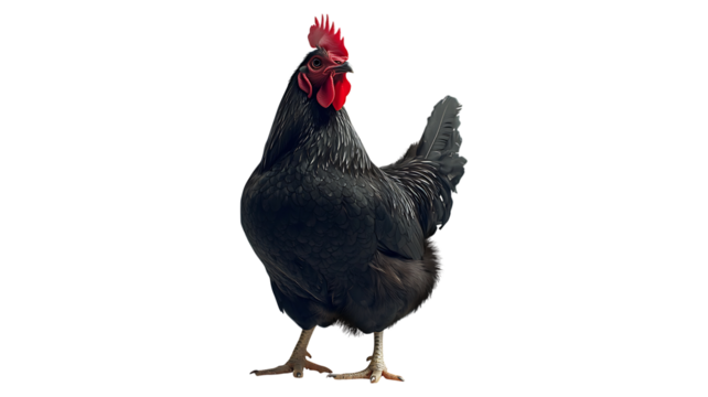 Black and red chicken,Colorful Rooster Profile isolated on transparent  background,PNG
