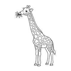 Naklejka premium Giraffe outline drawing vector illustration for coloring book pages and kids activities on transparent background