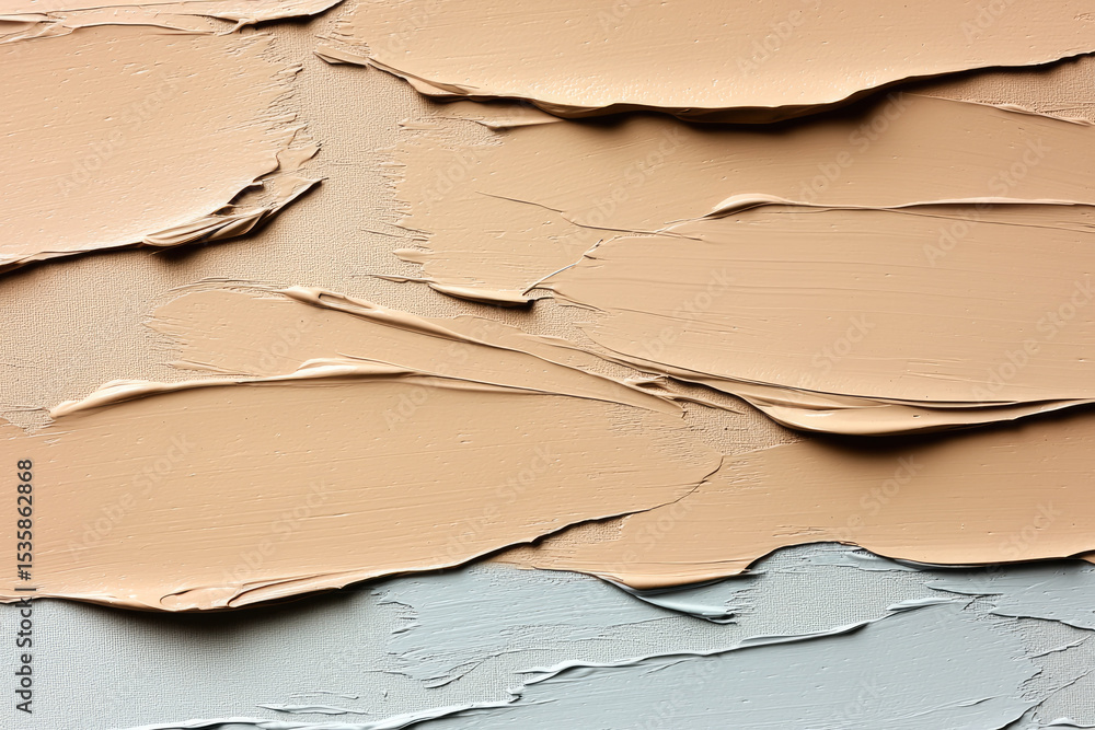 Poster neutral beige and cream paint strokes create textured abstract background, evoking calm and minimali