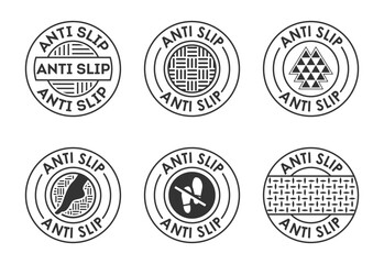 Anti slip icon set design. Non slip safety icon, Slip prevention sign black on white background