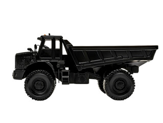 Naklejka premium A sleek black dump truck showcasing robust design and powerful features, perfect for construction and heavy-duty tasks.