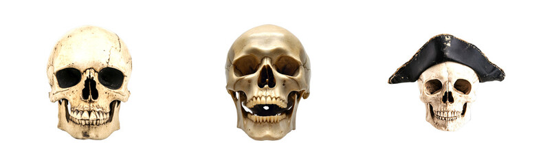 Fototapeta premium Halloween pirate-themed skull decorations home festive spooky atmosphere cut out set