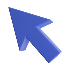Glossy blue 3d arrow cursor isolated against a black background for digital design