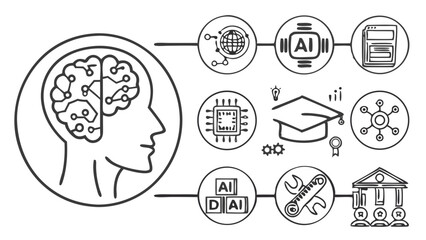 Fototapeta premium line art illustration representing artificial intelligence concepts and applications. hand drawn vector illustration of an easter egg isolated on white background.
