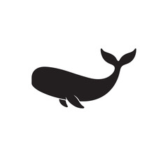 Black Whale Silhouette Clipart Vector Isolated | Marine Animal Icon Design Element | Ocean Life Mammal Graphic