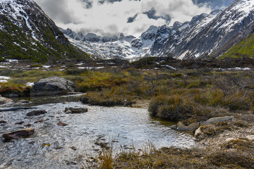 montagna, paisaje, nieve, cielo, glaciar, pico, roca, naturaleza, alpes, viajando, nepal, himalaya, impresiones, nube, hielo, valle, senderismo, panorama, alto, alcance, excursionismo, de invierno, al