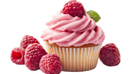 raspberry cupcake isolated on white isolated on white background 