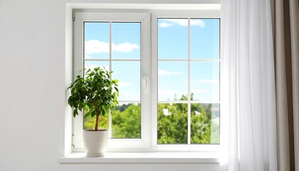 Window with plant and view