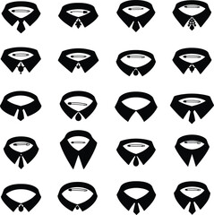 A versatile vector illustration set showcasing diverse collar pins and brooches with various designs, ideal for fashion and accessory projects. Trendy and stylish.