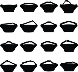 A versatile collection of detailed vector silhouettes of various modern bags and pouches, ideal for fashion, travel, and accessory design projects. Stylish and practical.