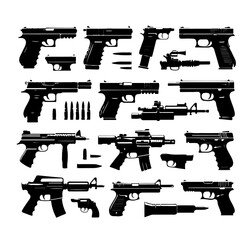 set of guns  silhouette