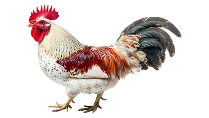 Fototapeta premium Majestic Red and White Rooster isolated on transparent background, PNG