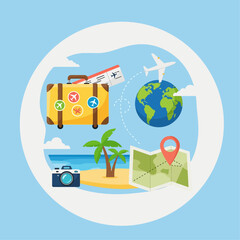 Obraz premium Sem título-1 viaTravel and Tourism Essentials Flat Set