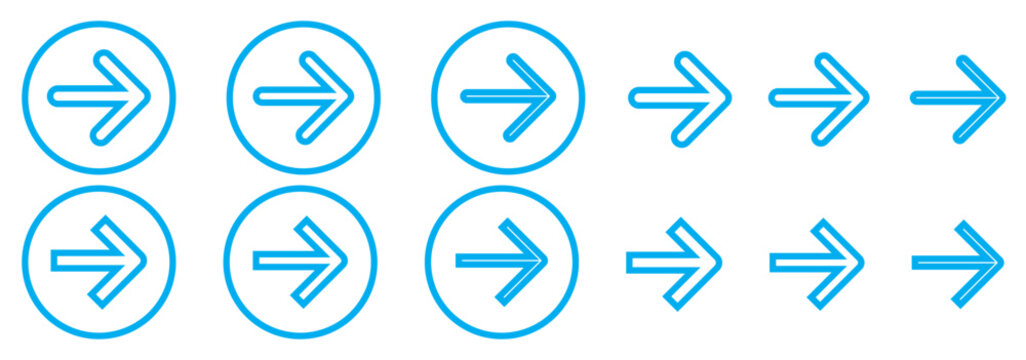 Vector black arrow icons set, including geometric, dotted, and outlined styles for navigation, graphic design, and interface purposes