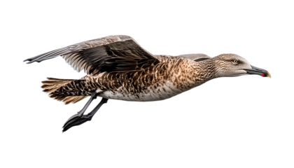 Aerial View of Flying Seagull isolated on transparent background, png