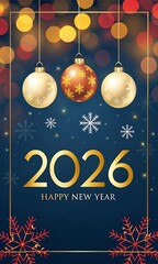 Elegant gold 2026 new year greeting card silhouette