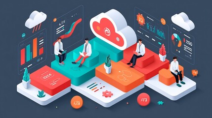 Data experts integrating AI tools predict ad campaign success diverse professionals in futuristic office AI prediction concept