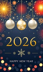 Elegant gold 2026 new year greeting card silhouette