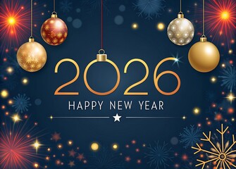 Elegant gold 2026 new year greeting card silhouette