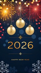Elegant gold 2026 new year greeting card silhouette