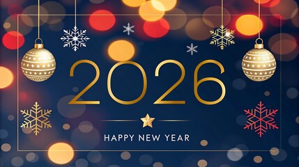 Elegant gold 2026 new year greeting card silhouette