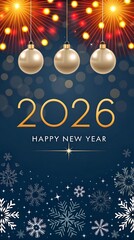 Elegant gold 2026 new year greeting card silhouette