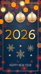 Elegant gold 2026 new year greeting card silhouette