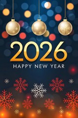 Elegant gold 2026 new year greeting card silhouette